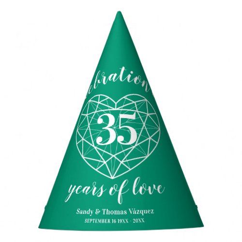 35th emerald wedding anniversary custom party hats