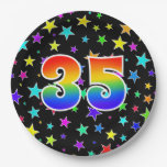 [ Thumbnail: 35th Event: Bold, Fun, Colorful Rainbow 35 Paper Plates ]