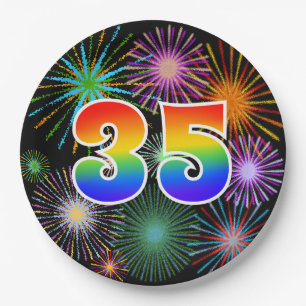 35th Event - Fun, Colorful, Bold, Rainbow 35 Paper Plates