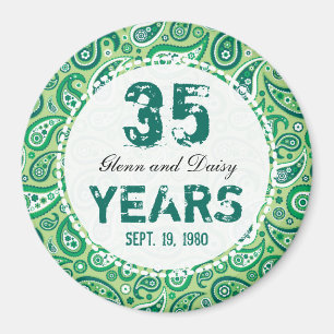 35th Jade Wedding Anniversary Paisley Pattern Magnet