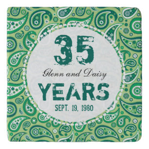 35th Jade Wedding Anniversary Paisley Pattern Trivet