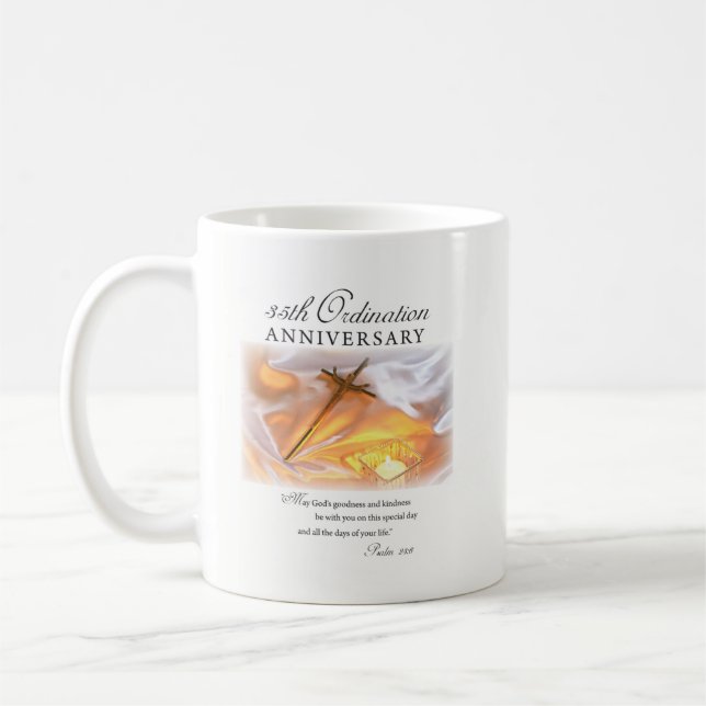 35th Ordination Anniversary, Cross Candle Coffee Mug (Left)
