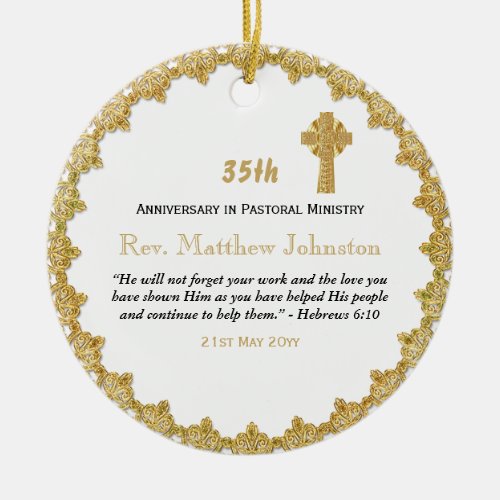 35th Ordination Anniversary Personalized Scripture Ceramic Ornament