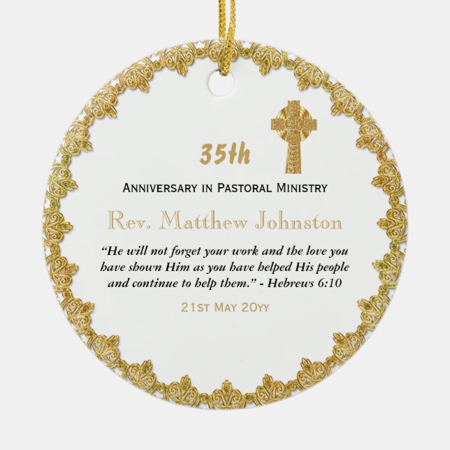 35th Ordination Anniversary Personalized Scripture Ceramic Ornament (Front)