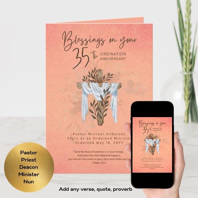 35th ORDINATION ANNIVERSARY Priest Pastor Minister Card (Creator Uploaded)