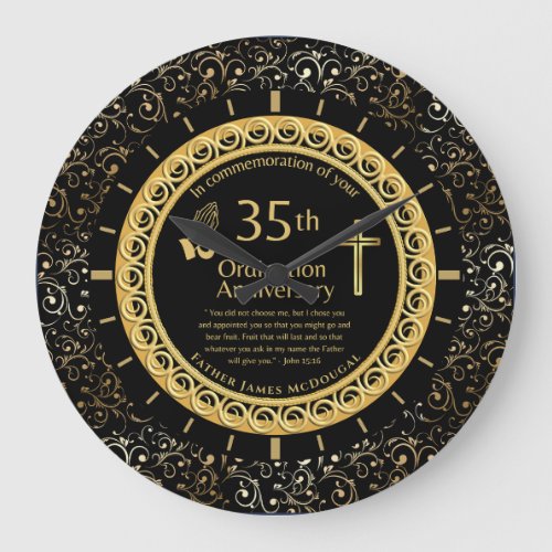 35TH Ordination Anniversary Priest PERSONALIZED  Large Clock