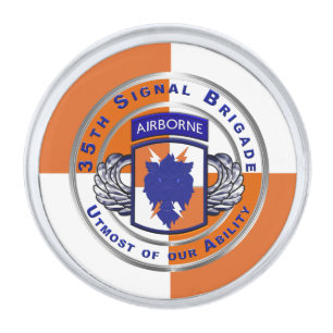 35th Signal Brigade  Silver Finish Lapel Pin
