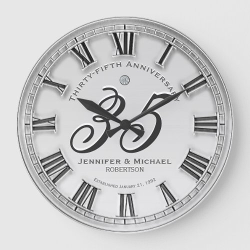 35th Silver Wedding Anniversary Large Clock