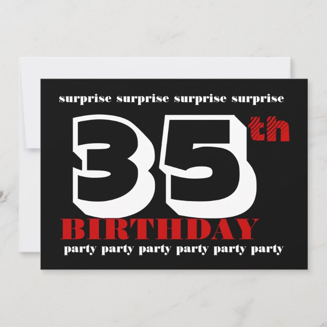 35th SURPRISE Birthday Party Invitation Template (Front)
