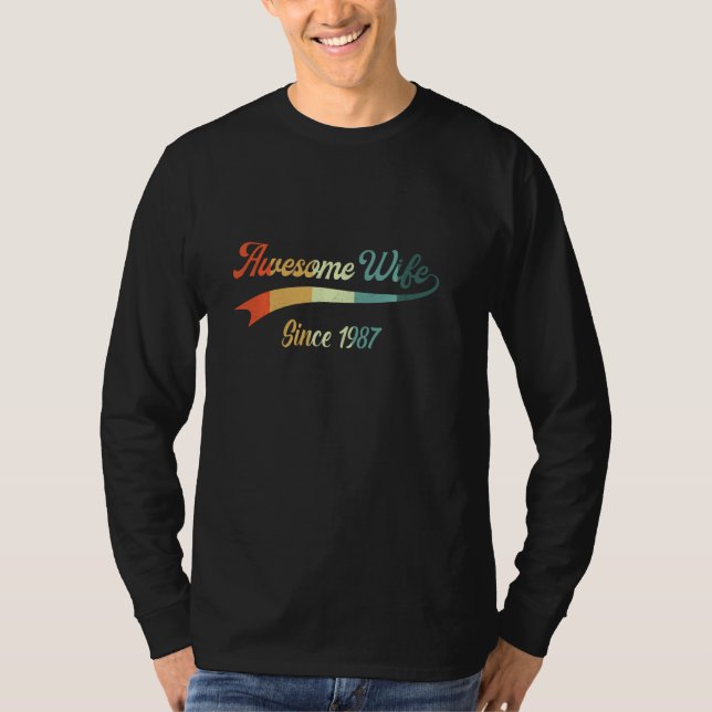 35th Wedding Aniversary  For Her Awesome Wife Sinc T-Shirt (Front)