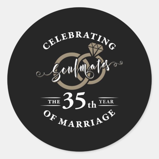 35Th Wedding Anniversary 35 Years Of Marriage Classic Round Sticker (Front)