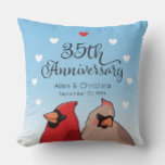 35th Wedding Anniversary, Cardinal Bird Pair Throw Pillow at Zazzle