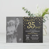 35th Wedding Anniversary Chalkboard Black and Gold Invitation (Standing Front)