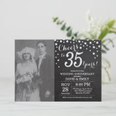 35th Wedding Anniversary Chalkboard Black Silver Invitation (Standing Front)