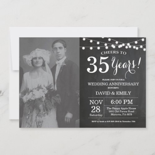35th Wedding Anniversary Chalkboard Photo Invitation
