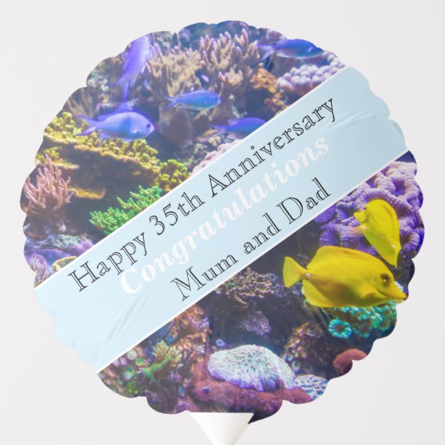 35th Wedding Anniversary Coral  Balloon (Front)