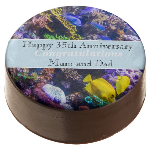 35th Wedding Anniversary Coral  Chocolate Covered Oreo