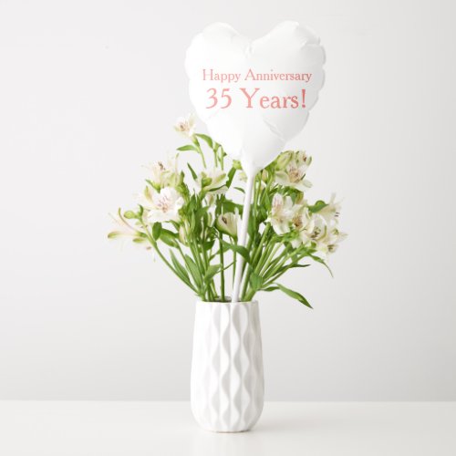 35th Wedding Anniversary Coral Heart Balloon