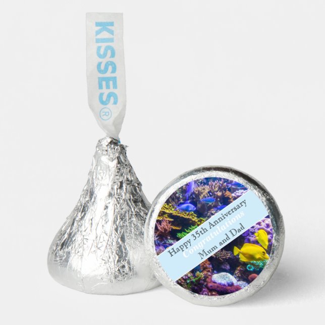 35th Wedding Anniversary Coral  Hershey®'s Kisses® (Front)