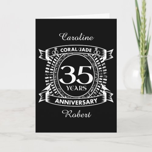 35th wedding anniversary Coral Jade crest Card