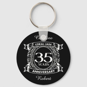 35th wedding anniversary Coral Jade crest Keychain