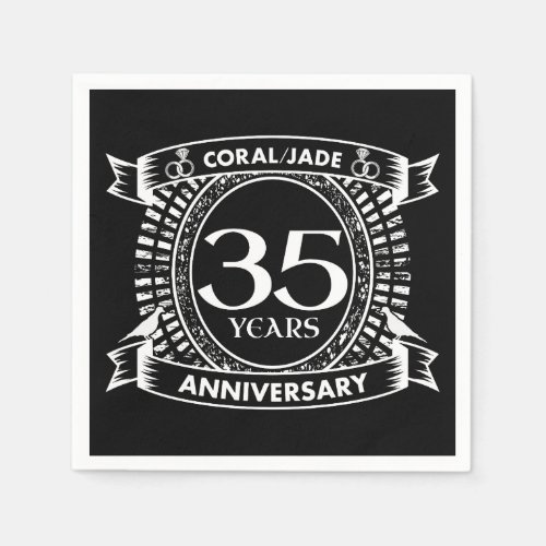 35th wedding anniversary Coral Jade crest Napkins