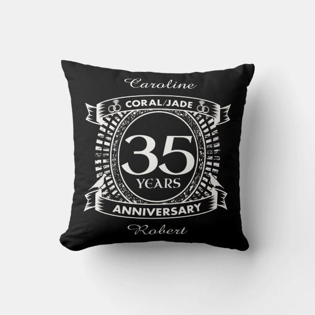35th wedding anniversary Coral Jade crest Throw Pillow (Front)