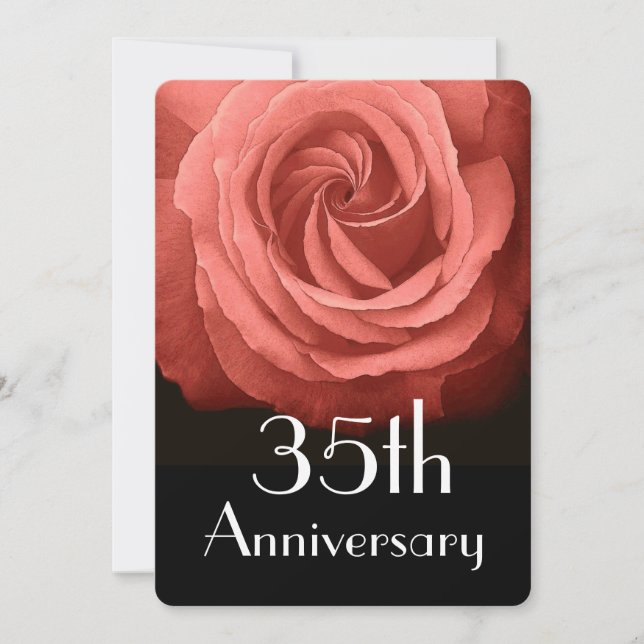 35th Wedding Anniversary Coral Rose A02D Invitation (Front)