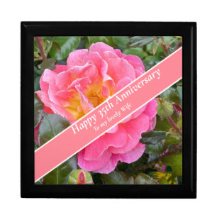 35th Wedding Anniversary Coral Rose Gift Box