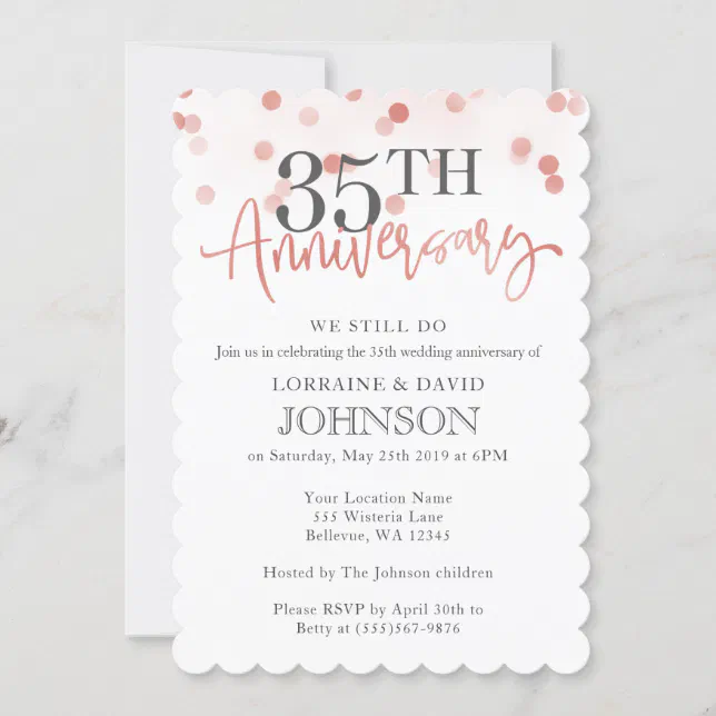 35th Wedding Anniversary | *Easy to Edit* Invitation | Zazzle