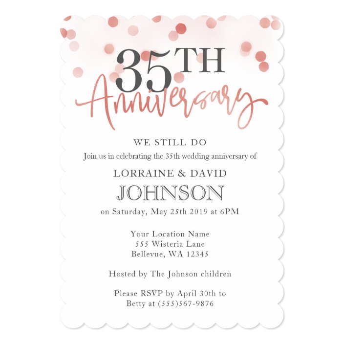 35th Wedding Anniversary | *Easy to Edit* Invitation | Zazzle.com