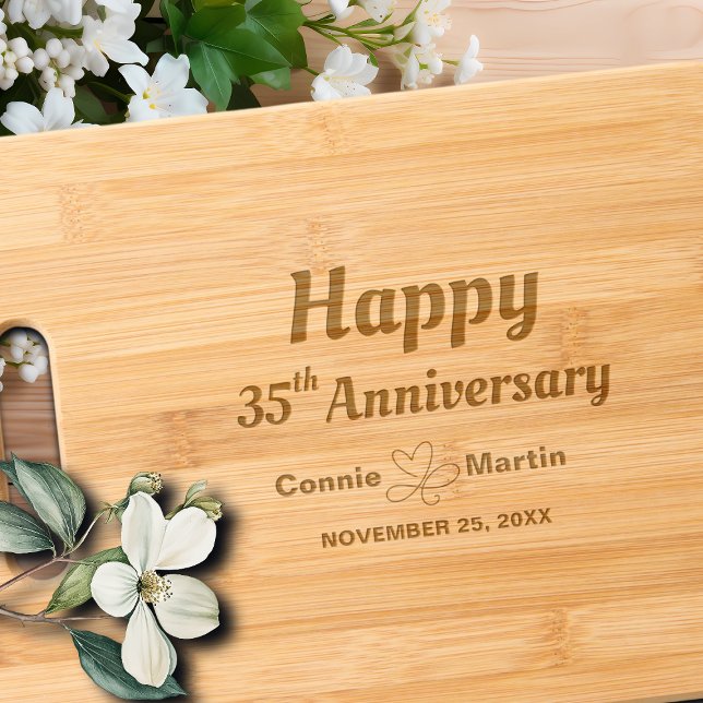 35th Wedding Anniversary Elegant Engraved Cutting Board (Creator Uploaded)