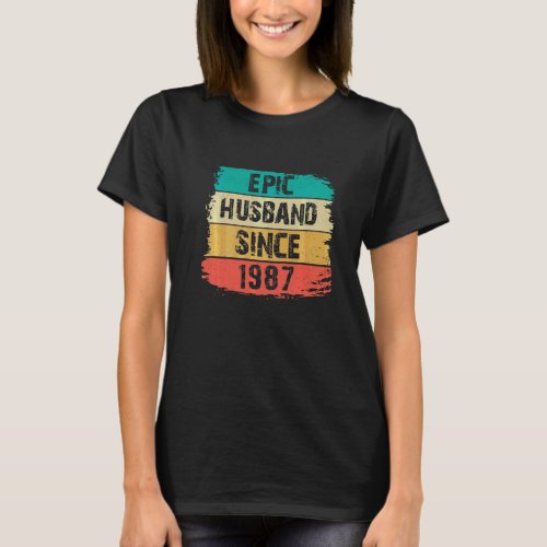 35th Wedding Anniversary Epic Husband Since 1987 T_Shirt