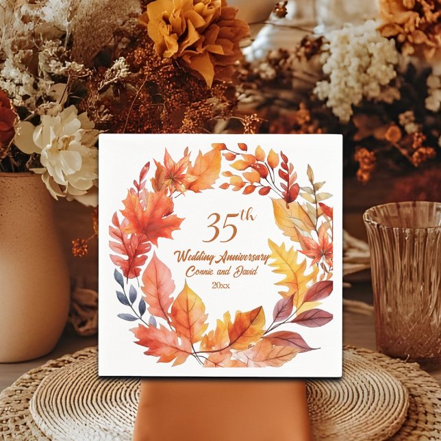 35th Wedding Anniversary Fall Floral Napkins (Creator Uploaded)