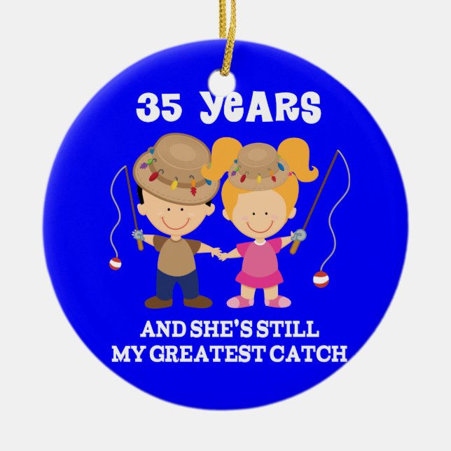 35th Wedding Anniversary Funny Gift For Him Ceramic Ornament (Front)