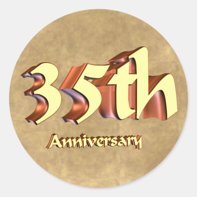 35th Wedding Anniversary Gifts Classic Round Sticker (Front)