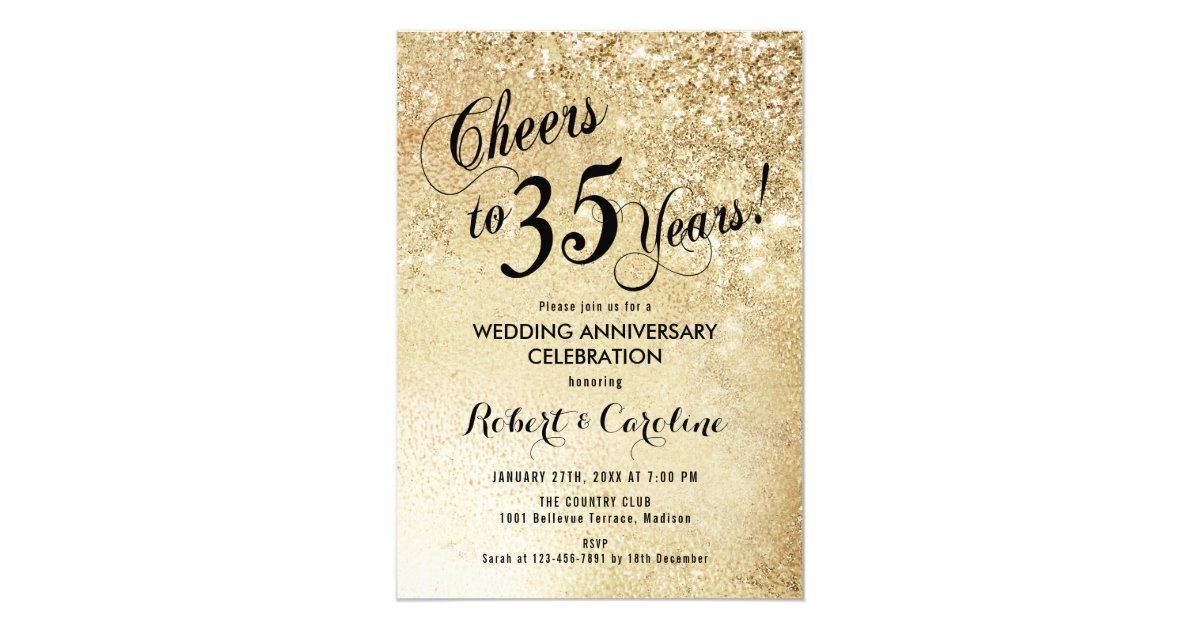 35th Wedding Anniversary Gold Invitation