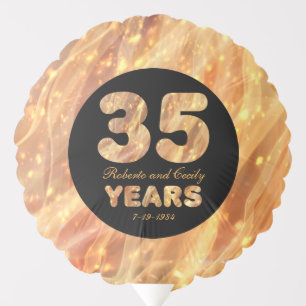 35th Wedding Anniversary Gold Party Lights Balloon