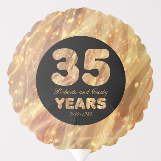 35th Wedding Anniversary Gold Party Lights Balloon (Front)