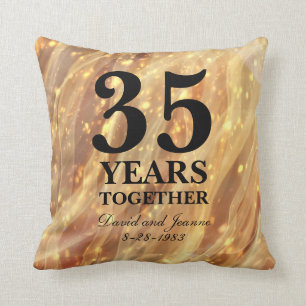 35th Wedding Anniversary Gold Party Lights Throw Pillow