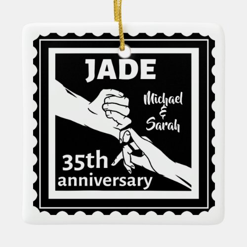 35th wedding anniversary holding hands ceramic ornament