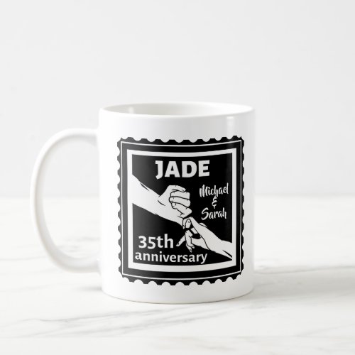 35th wedding anniversary holding hands coffee mug