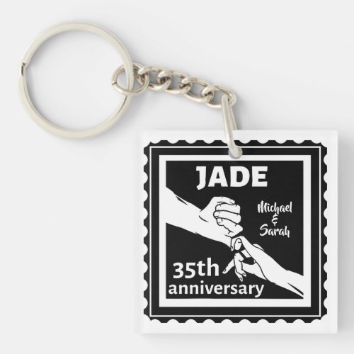 35th wedding anniversary holding hands keychain