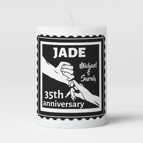 35th wedding anniversary holding hands pillar candle