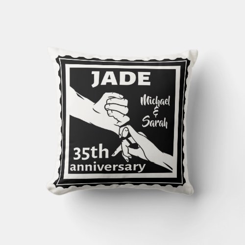 35th wedding anniversary holding hands throw pillow