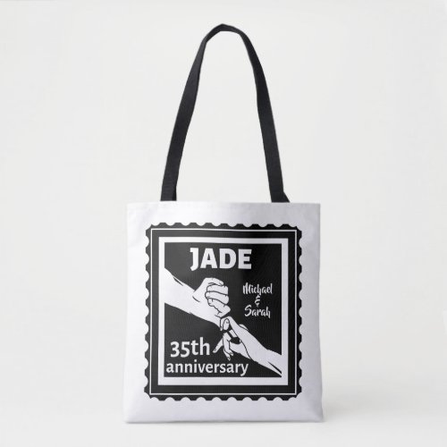 35th wedding anniversary holding hands tote bag