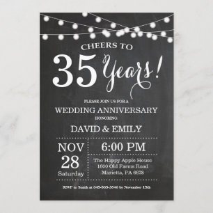 35th Wedding Anniversary Invitation Chalkboard