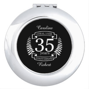 35th Wedding ANNIVERSARY JADE / CORAL Compact Mirror