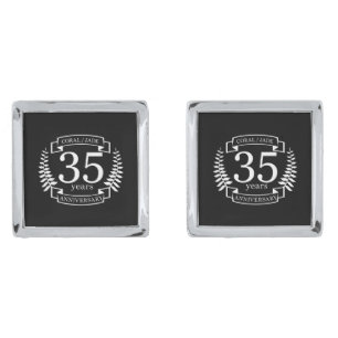 35th Wedding ANNIVERSARY JADE / CORAL Cufflinks