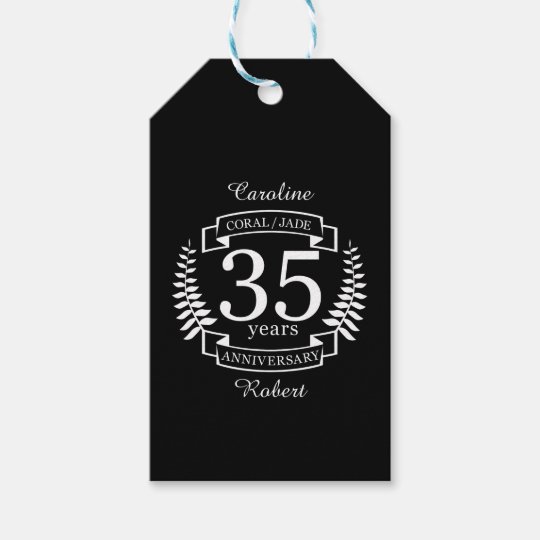 35th Wedding ANNIVERSARY JADE / CORAL Gift Tags